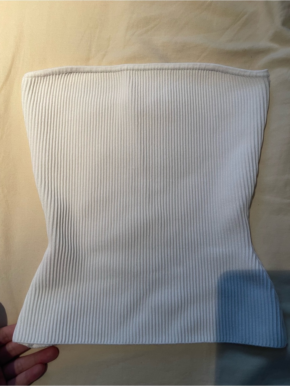Babaton White Ribbed Strapless Tube Top